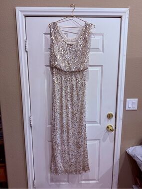 JS Collections Champagne Sequin Party Dress